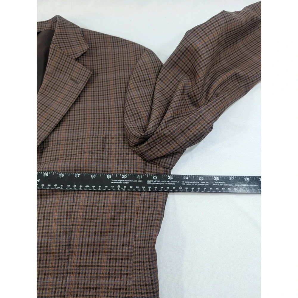 Harold Powell Blazer‎ Sport Suit Jacket Wool Cashmere Gingham Plaid 42L 46
